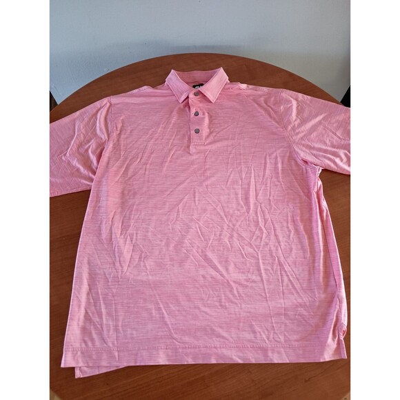 Footjoy Golf Shirt Polo Men's XL Pink Stretch Logo Short Sleeve Zebra Print - Picture 3 of 8